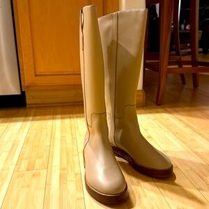 J.Crew tall riding boots. English style tan/ light clay colored riding boots.
